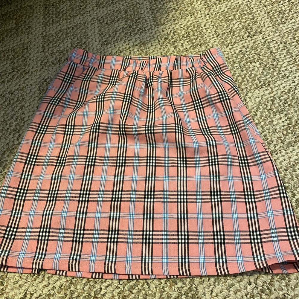 shein plaid skirt